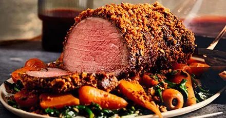 Beef Fillet in Crispy Onion Crust with Ale Glaze
