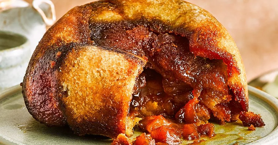 Apple Charlotte with Caramelized Apples in a Bread Crust