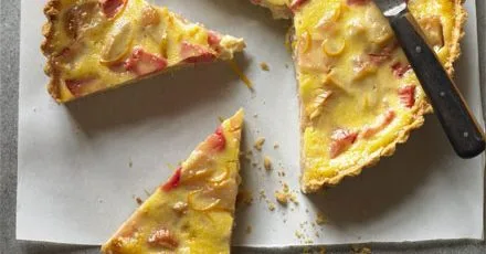 Apple, rhubarb and custard tart
