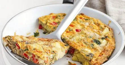 Artichoke and Roasted Red Pepper Soufflé Omelette