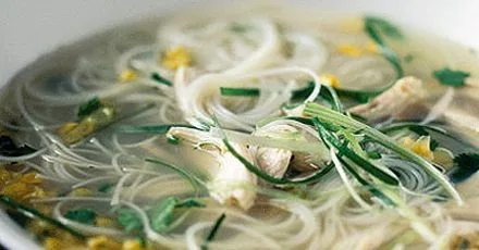 Asian Chicken Noodle Soup with Rice Noodles