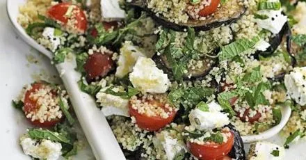 Салат з баклажанами і кускусом