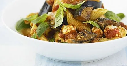 Aubergine and Goat's Cheese Pasta