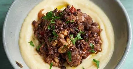 Eggplant Ragu with Lentils and Walnuts