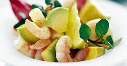 Avocado with Prawns in Wasabi Sauce