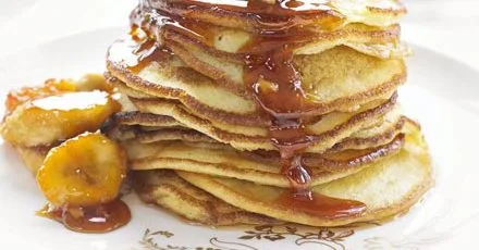 Buttermilk Pancakes with Caramelized Bananas and Brazil Nuts