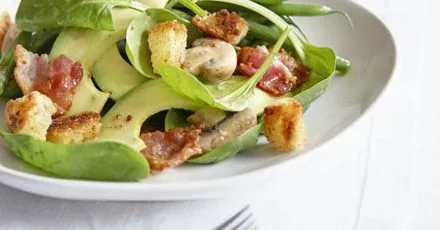 Bistro-Style Salad with Young Spinach, Bacon and Beans