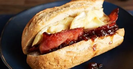 Bacon, Brie and Red Onion Chutney Baguettes