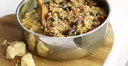 Creamy Risotto with Bacon and Chestnut Mushrooms