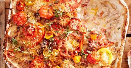 Baked Tomato, Gruyère and Potato Gratin