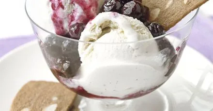 Balsamic Blueberries with Vanilla Ice Cream