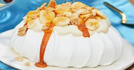 Banana Tahini Salted Caramel Pavlova