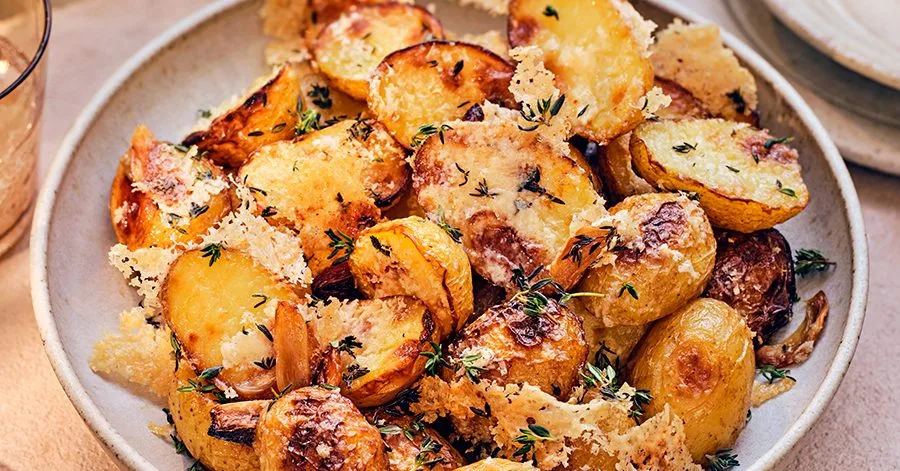 Grilled New Potatoes with Parmesan, Garlic and Thyme