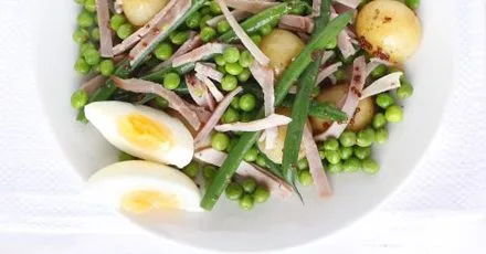 Salad with Aromatic Ham and Tender Boiled Eggs