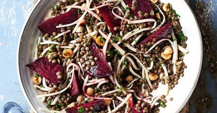 Beetroot, Lentil, Celeriac and Hazelnut Salad