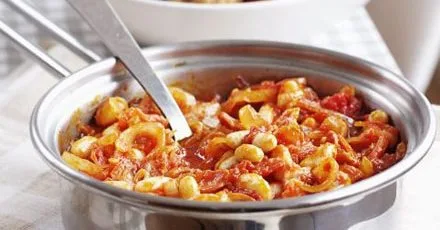 Better-than-baked beans with spicy wedges