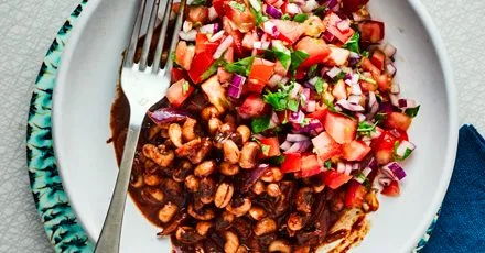 Black bean mole with salsa