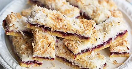 Blackcurrant coconut slices