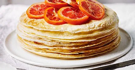 Blood orange crepe cake