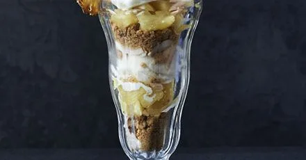 Pineapple and coconut ice cream sundae