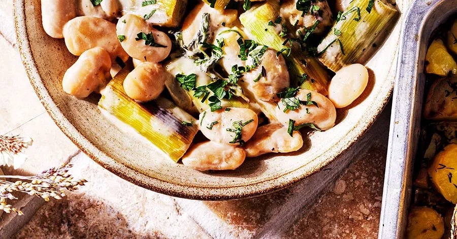 Braised Butter Beans and Leeks