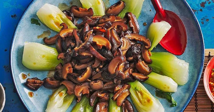 Braised Shiitake Mushrooms and Pak Choi