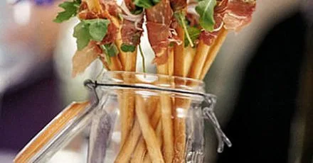 Prosciutto-wrapped breadsticks