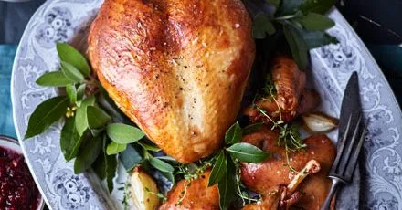 Brined Roast Turkey Crown and Confit Legs