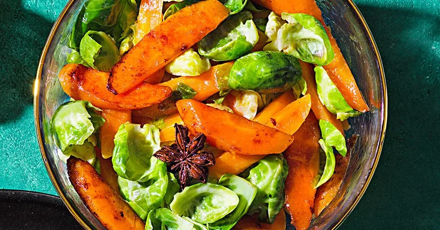 Brown butter carrots and Brussels sprout petals