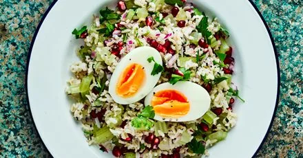 Brown Rice Tabouleh with Eggs and Parsley