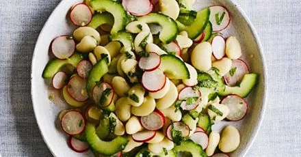 Butter bean, cucumber & radish salad