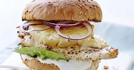 Cajun chicken & pineapple burger
