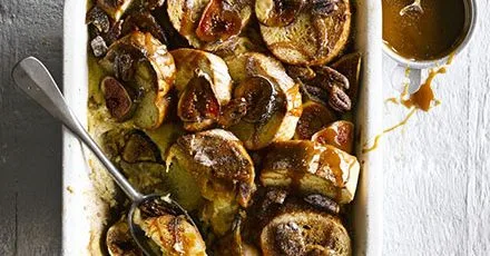 Caramelised figgy bread & butter pudding