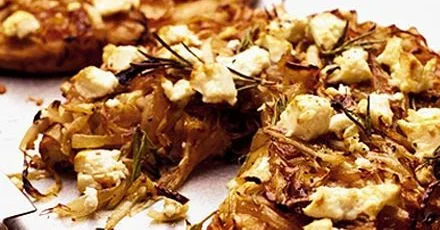 Caramelised onion & feta pizzas