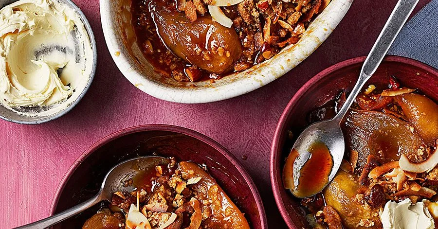 Caramelised Pear, Rum and Coconut Crumble