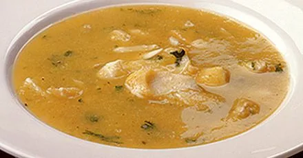 Cauliflower, saffron & smoked haddock soup