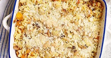 Cauliflower, Pumpkin and Orzo Gratin