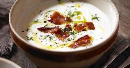 Celeriac, pancetta & thyme soup