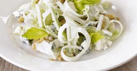 Celery 'string' blue cheese & walnut salad