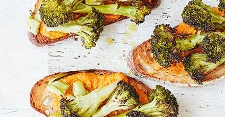Charred broccoli & cheat’s romesco toast