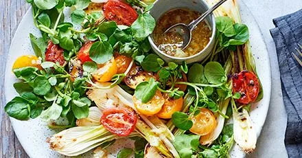 Charred onion and tomato salad
