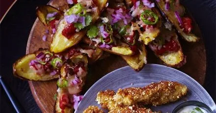 Cheesy chipotle potato skins