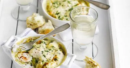 Cheesy seafood gratin