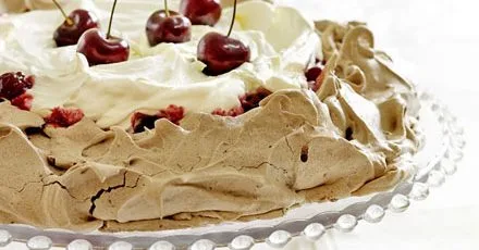 Cherry chocolate pavlova