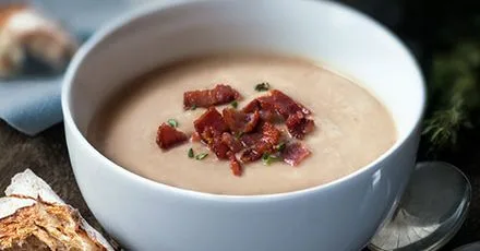 Chestnut, bacon & parsnip soup
