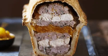 Chicken, apricot & pork pie