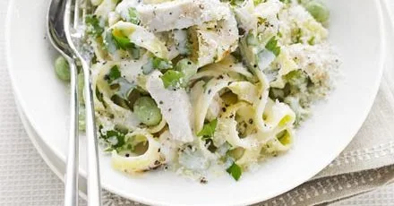 Chicken & broad bean tagliatelle