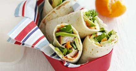 Chicken, carrot & avocado rolls