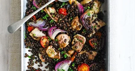 Chicken & cherry tomato lentils