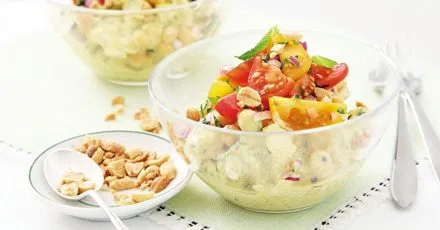 Chicken & chickpea salad with curry yogurt dressing
